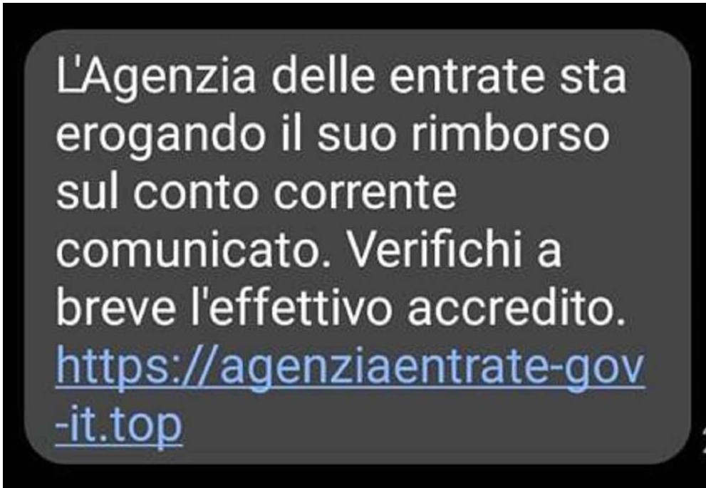 Falso sms Agenzia Entrate prima parte